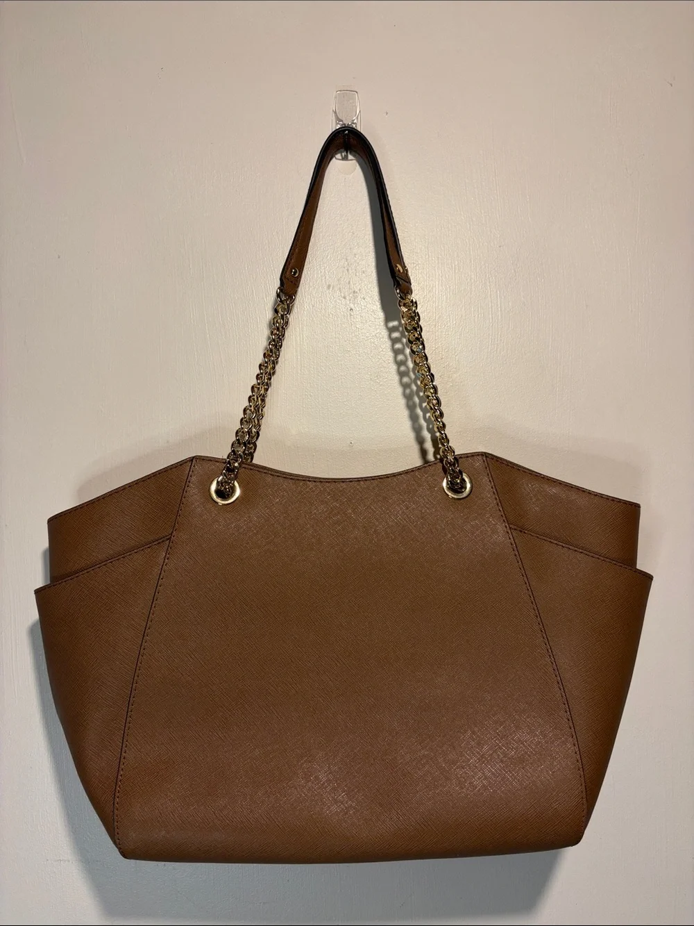 Michael Kors Jet Set Travel Large Bag Chain Straps Brown Full Zip